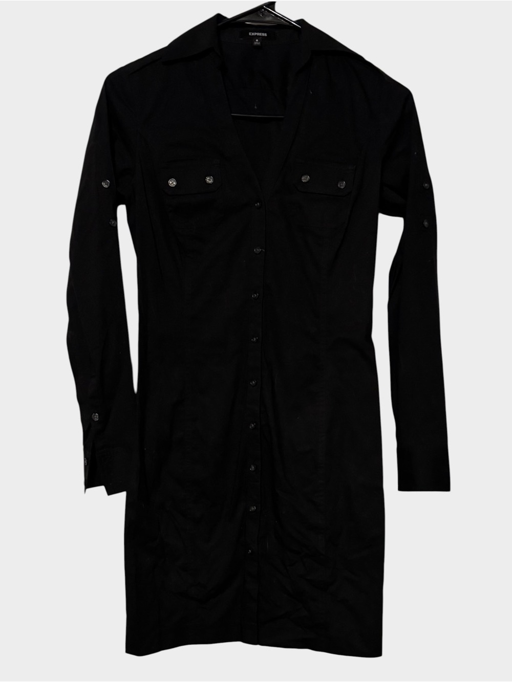 Express Black Button Front Shirt Dress Size 0
